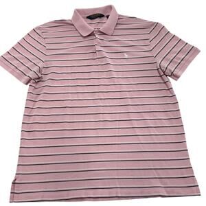 Polo Ralph Lauren Shirt Mens Large Pink Striped Polo Golf Pro Fit Modern Preppy‎